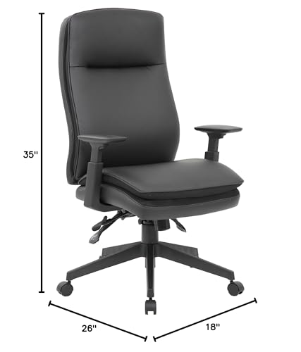 Lorell, LLR03206, Premium Vinyl High-Back Black Executive Chair