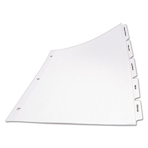 AVERY AVE11436 - Print & Apply Clear Label Dividers w/White Tabs