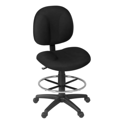 Romig Comfort Series Swivel Fabric Computer Task Chair with Drafting Kit - Black