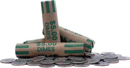 ATLAS Preformed Coin Wrappers - 1008 Count Dime Coin Roll Wrappers - Precrimped for Easy Coin Handling. Sort Your Loose Change by Hand or use Any Brand of Automatic Coin Sorters (ACW-1008D)