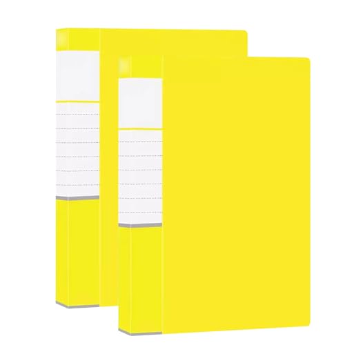 2 Pack Display Folders, 60 Pockets A4 Display Book Document Clear Folders/Red(Yellow)