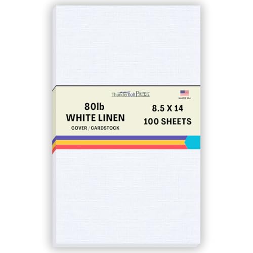 White Linen 8.5x14 100 Sheets Cardstock 80 lb Cover 216 gsm Fine Textured Linen Legal Size Wedding Invitations Card Making Crafts Elegant