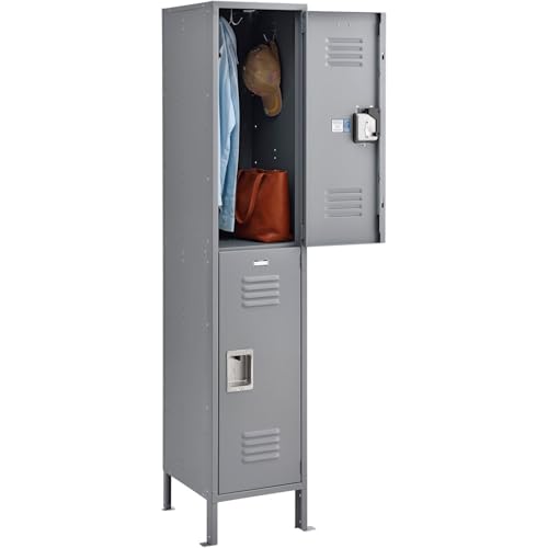 Global Industrial Infinity 2-Tier 2 Door Locker, 15" W x 15" D x 78" H, Gray, Unassembled