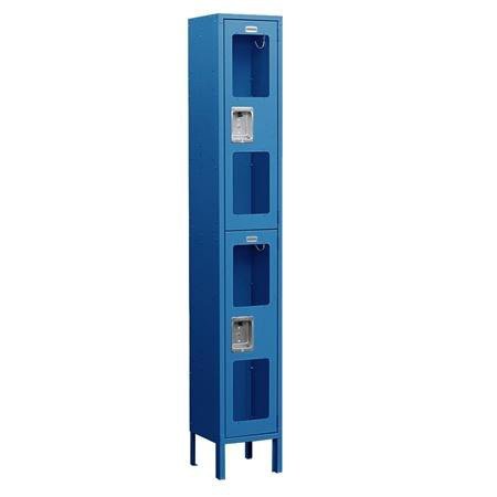 Salsbury Industries S-62168BL-U Double Tier 12-Inch Wide 6-Feet High 18-Inch Deep Unassembled See Through Metal Locker, Blue
