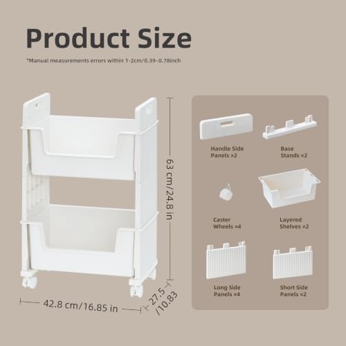 Rolling Book Cart with Silent Wheels，Rolling Bookshelf Library Book Truck