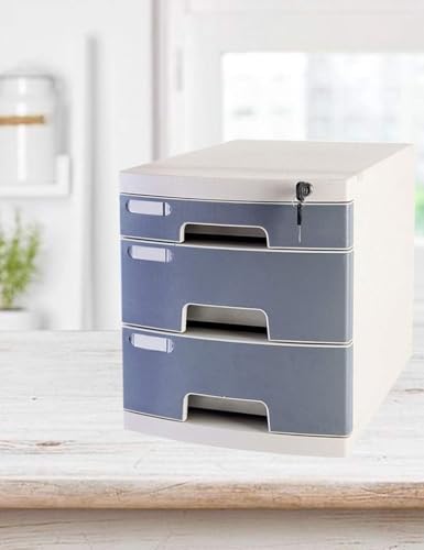 ELUKHT File Cabinet with Lock and Drawer 3 Drawer File Data Cabinet Storage Boxes, Grey