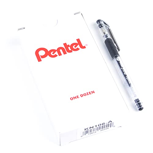 Pentel Arts Hybrid Technica 0.6 mm Pen, Fine Point, Black Ink, Box of 12 (KN106-A)