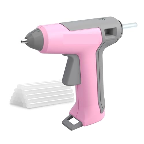 LIBODD Hot Glue Gun 3.6V White/Pink Cordless Electric Glue Gun with 20pcs 7MM Glue Stick Vertical Placement Electric Hot Melt Glue Gun for DIY Arts, Crafts and Quick Repairs(Pink)