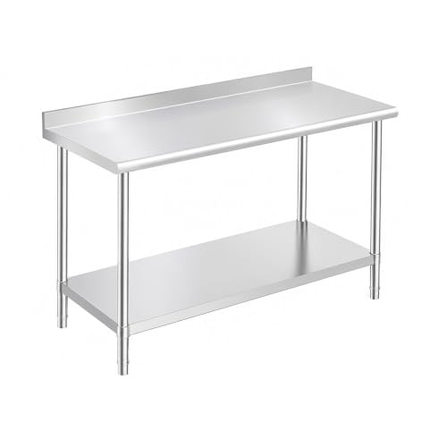 OSTBA Stainless Steel Prep Table 30 x 48 Inches with Backsplash
