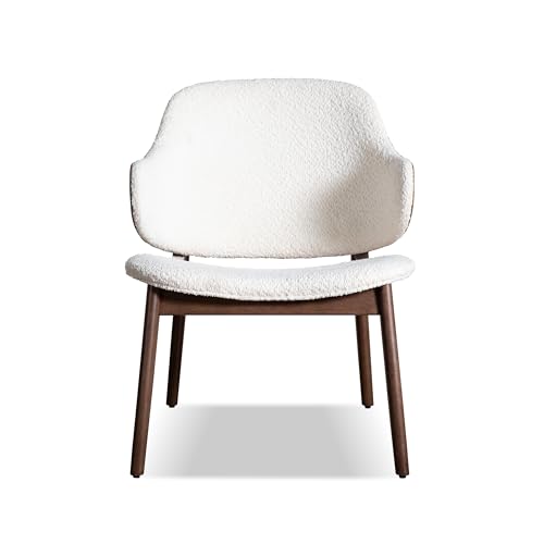 Furniture of America Callum Mid-Century Modern Solid Wood 2 Piece Brown Round Side Table Set with Upholstered Chair, Easy Assembly, for Home, Office, Living Room, Walnut