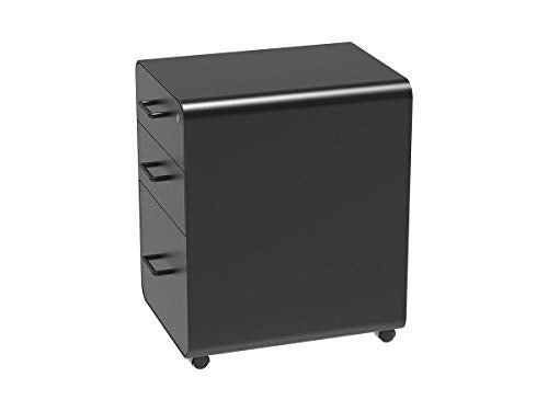 Monoprice Round Corner 3-Drawer File Cabinet - Black with Lockable Drawer - Workstream Collection, 3 Drawer (137876)
