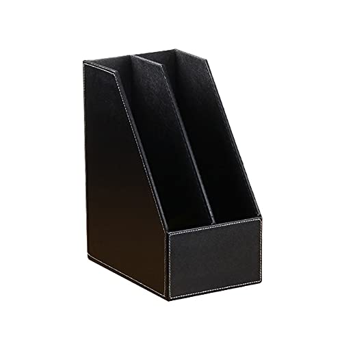 AFPSDLFJDLS 2 Slots Leather File Holder Magazine Rack Newspapers Organizer Cabinet Documents A4 Paper Storage Tray for Office