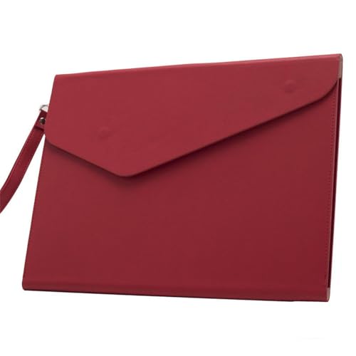PU leather document pouch, PU Leather Document File Folder Envelope Pouch 32x25cm Multicolor Pack of 2(Red)