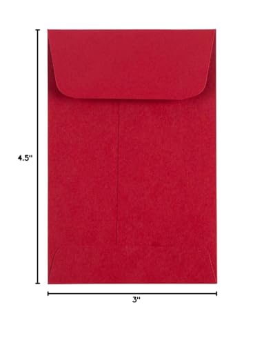 LUXPaper #4 Coin Envelopes | Peel & Press | 3'' x 4 1/2'' | Ruby Red | 80lb. Text | 500 Qty