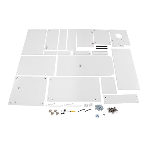 Pazcii Modern Reception Desk 47.2in, Floorstanding Counter w/Lockable Drawer & Open Shelves, MDF Metal Cabinet Workspace for Office, Store, Restaurant, Salon Ct (Warm White Right High)