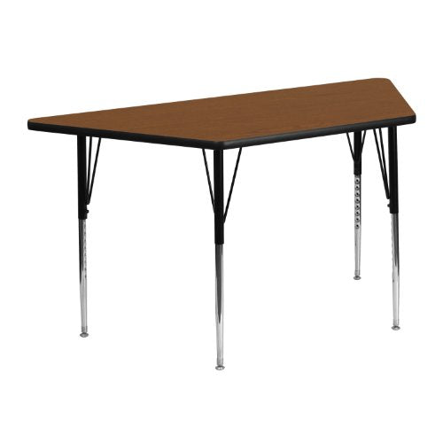 BizChair 22.5x45 Trapezoid Oak HP Laminate Adjustable Activity Table
