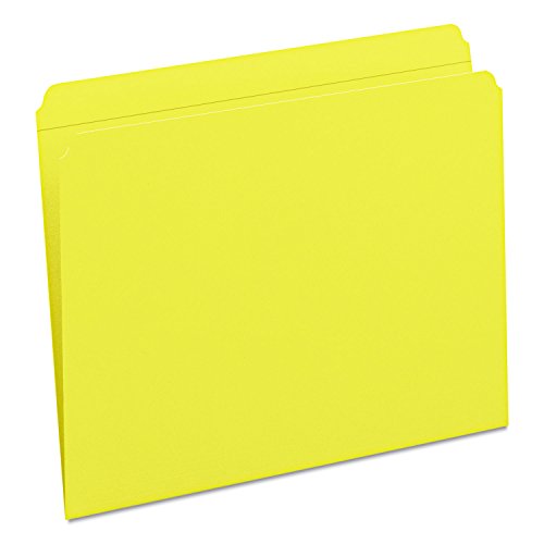 Smead 12910 File Folders Straight Cut Reinforced Top Tab Letter Yellow 100/Box