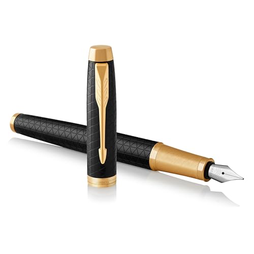 PARKER IM Fountain Pen, Premium Black, Fine Nib with Blue Ink Refill (1931646)