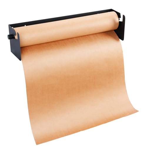 Wall Mounted Kraft Paper Dispenser & Cutter, Heavy Duty Brown Paper Roll Cutter Includes 24/36/48" Meter Long Kraft Papers Roll, Butcher Paper Dispenser for to-Do Lists Note Taking Artwork Black