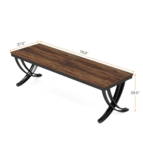 Tribesigns 6.5FT Conference Table for 6-8 People, 78 inch Long Rectangular Seminar Table with Strong Metal Frame, Business Boardroom Desk for Office Meeting Conference Room (1PC, Brown)
