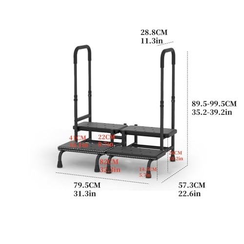 ShdiMcma Step Stool with Double Handle for Elderly, Heavy Duty Step Stool for Adults, Adjustable 2-Stepping Stool with Non-Slip Platform, Extended Step Stools for Bedside, Kitchen, Bathroom