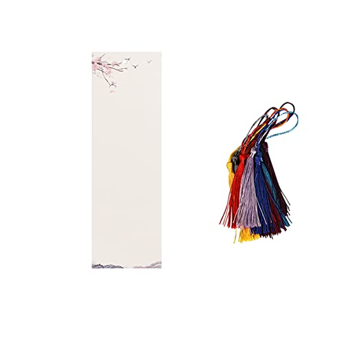 Bookmark 10Pcs Color Thickened Bookmarks with Tassels Water-Grained Paper Can be Handwritten 8 Styles 7X21cm Metal Bookmark (Color : 4) (1)
