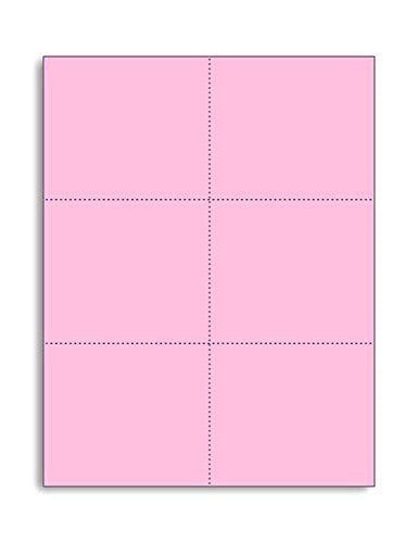 Laser Printer Blank Perforated Cards 6 up per Page (Pink, 6000 Cards)