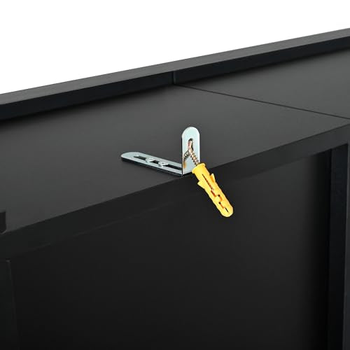 EWUZOSE Arched Computer Desk with Hutch Charging Station and File Drawer (Engineered Wood,Black)