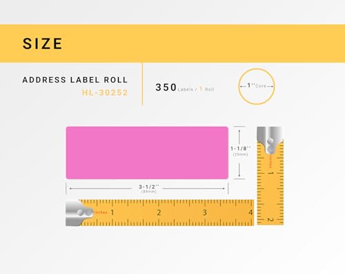 HouseLabels Compatible with Dymo 30252 Labels, Pink, 1-1/8" x 3-1/2"