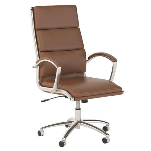 Bush Business Furniture Modelo High Back Leather Executive Office Chair in Saddle Tan