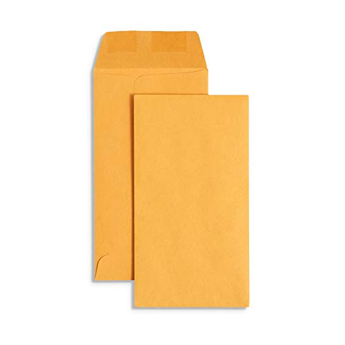 Blue Summit Supplies 50#7 Coin Envelopes, Gummed Seal, 28 lb Brown Kraft Coin Envelopes, for Holding Coins and Keys, Number 7 Size, 3 1/2” X 6 1/2”, 50 Pack