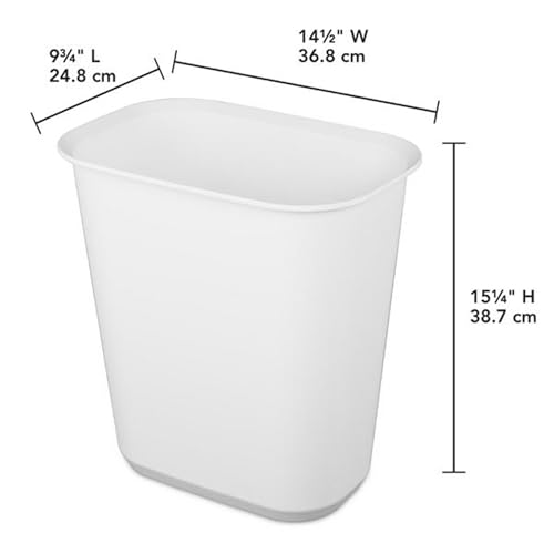 Sterilite Rectangular Wastebasket 5.5 Gallon, White, 18 Pack