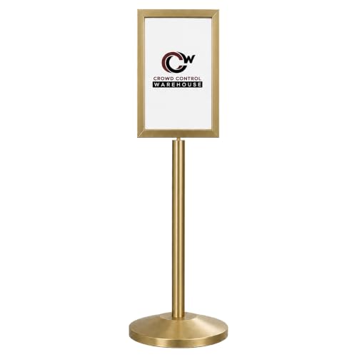 CCW 14 X 22 Inch Vertical Pedestal Floor Sign Frame, Satin Brass