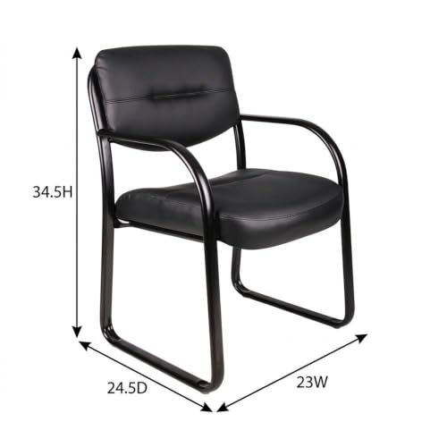 Starlight Canyon Home LeatherPlus Side Chair with Arms, Sled Base Office Guest Chair for Reception, Conference Room