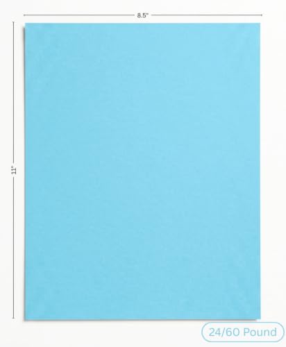Colored Copy and Writing Printing Paper, 8.5"X11", 24/60 Pound, 500 Sheets Per Ream. (5000, Blue)