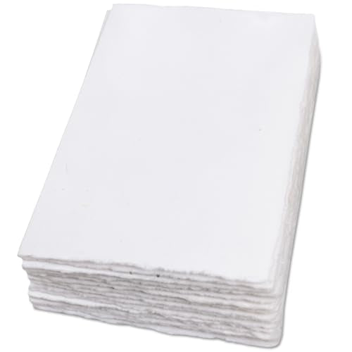 WANDERINGS Handmade Deckle Edge Blank Greeting Cards & Envelopes - 300 GSM Paper– 20 Cards for Invitations, Thank Yous, Greeting, Get Well and Birthday Cards (Blank)