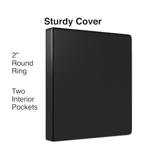Staples Simply Economy 2-Inch Round Ring Binder, Black, 12-Pack