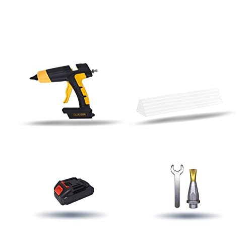LIBODD Hot Glue Gun Cordless Hot Glue Gun Tool with Digital Display Thermostat Replaceable Battery Use 11mm Glue Sticks Pure Copper Nozzle for DIY Arts, Crafts and Quick Repairs(Set-4)