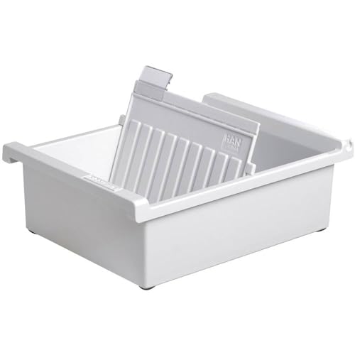 HAN 966-0-11, Card Index Tray A6 Landscape. Innovative, Attractive Design Holds 800 Cards, Supplied with 1 Support Plate with Clear Index tab, Light-Grey