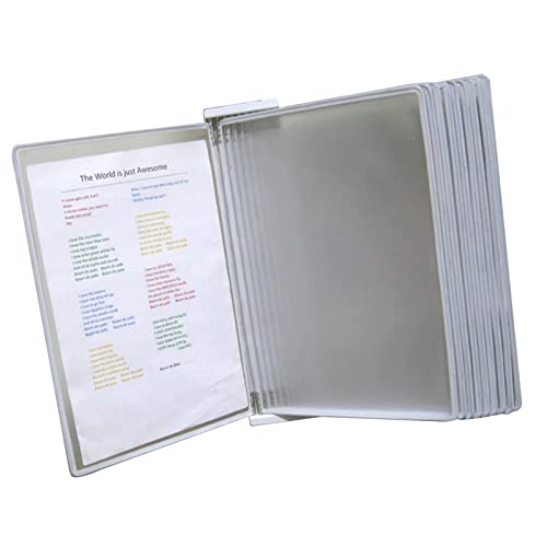 GFSGHZZ Office Folders Catalog Display Rack 10 Double-Sided Panels A4 Letter-Size Wall Mounted Reference System Fo,Grey