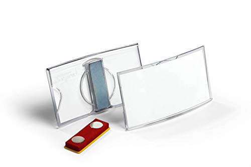 Durable Name Badge Convex - Includes Magnet for Easy Attachment - 40 x 75 mm - Pack of 25 Name Tags - Transparent