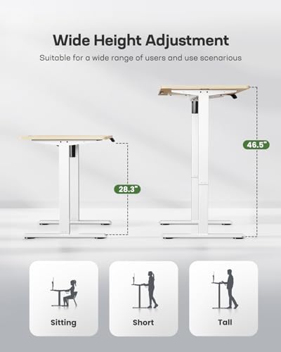 Marsail Electric Standing Desk Adjustable Height, Adjustable Desk Stand up Desk for Home Office Furniture Computer Desk Memory Preset with Headphone Hook Maple, 40Inch
