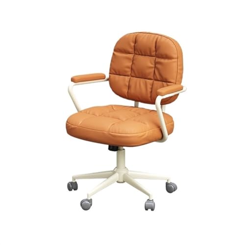 hezhuhe2258 Office Chair Office Chair PU Leather Comfortable Backrest Household Female Bedroom Lift Swivel Makeup Adjustable(Brown)