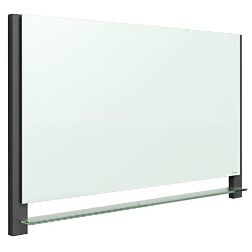 Quartet Glass Whiteboard, Magnetic Dry Erase White Board, 85" x 48", Wide Format with Invisible Mount, Black Aluminum Frame, Evoque (G8548BA)