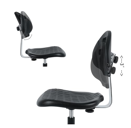 TAKE UR SEAT® Cleanroom Ergonomic ESD Chair Stool, Tilt Lumbar & Seat Depth Adjustment 18" Dia. Adjustable Fooring,HD Base,18" to 26" Height Adjustment (Med. Bench Height,Standard Casters)