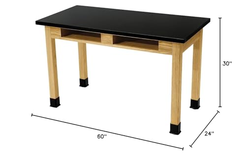 NPS 24x60" Solid Wood Science Lab Table with Chemical proof Top in Black