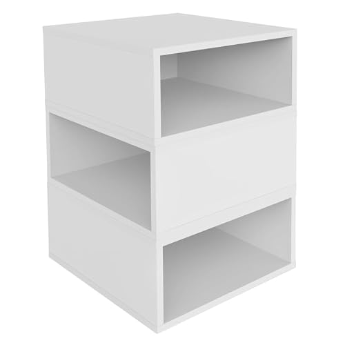 Niche Cubo Half Size Wood Stackable Storage Bookcase Shelf Organizer Cube - 3 Pack - Snow White