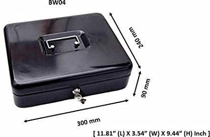 SentrySafe Black Money Saving Box with Cash Tray and Key Lock, Portable Safe Box with Carrying Handle, 0.21 Cubic Feet, 3.75 x 12 x 9.3 Inches, CB-12