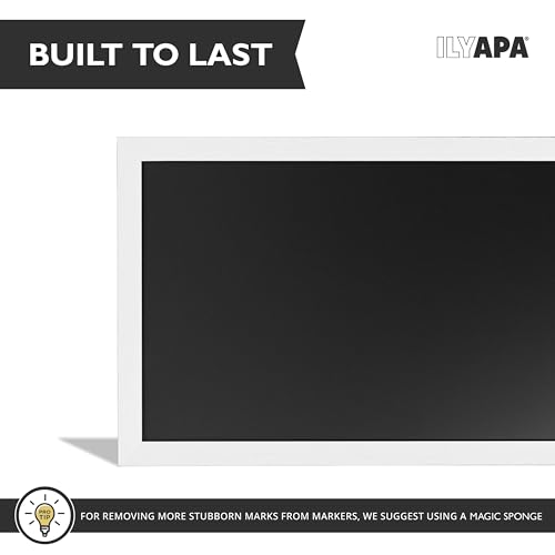 Ilyapa Extra Large Magnetic Chalk Board for Wall - Hanging Sandwich Menu Signs for Restaurant, Cafe, Food Truck, or Kitchen - 58x25 Inches - White