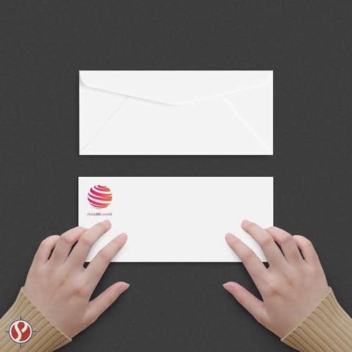 Customize Your #10 Regular Business Envelopes - Upload Your Full Color Logo and Info/Return Address - Custom Printing - We Will Professionally Print Your White Envelopes - 100 Envelopes per Pack